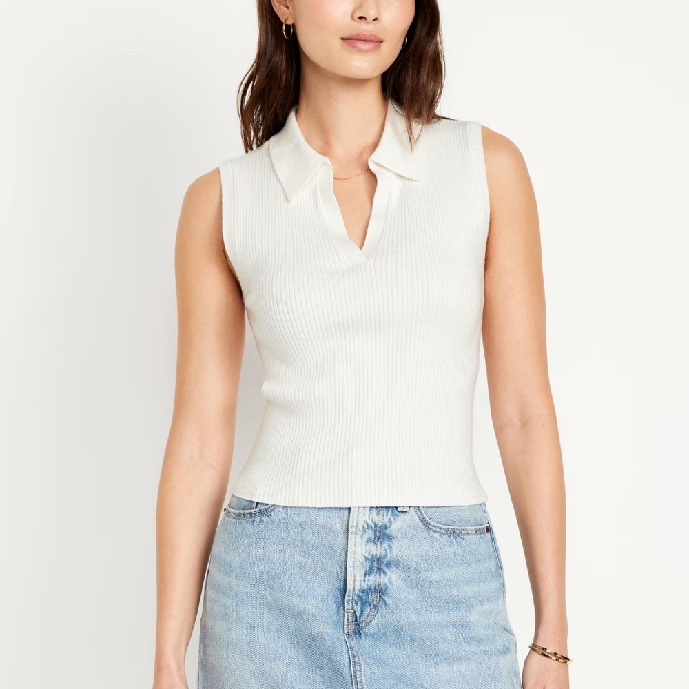 *NEW* Old Navy White Sleeveless Collared Shirt | XXL